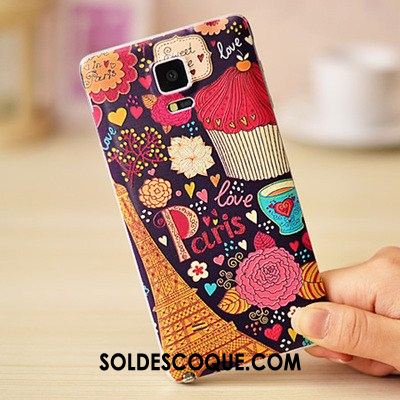 Coque Samsung Galaxy Note 4 Peinture Gaufrage Très Mince Étui Bleu Pas Cher