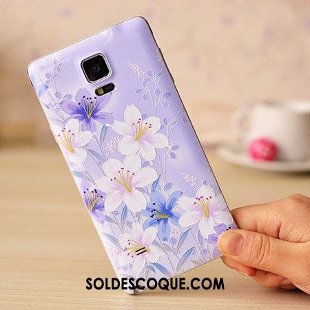 Coque Samsung Galaxy Note 4 Peinture Gaufrage Très Mince Étui Bleu Pas Cher