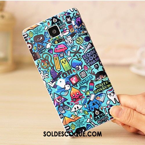 Coque Samsung Galaxy Note 4 Peinture Gaufrage Très Mince Étui Bleu Pas Cher