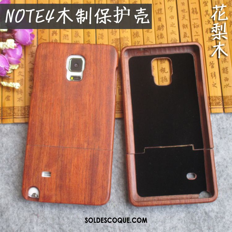 Coque Samsung Galaxy Note 4 Protection Nouveau Gaufrage Étui Bois Massif Pas Cher