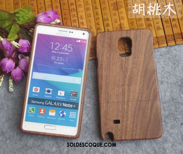 Coque Samsung Galaxy Note 4 Protection Nouveau Gaufrage Étui Bois Massif Pas Cher