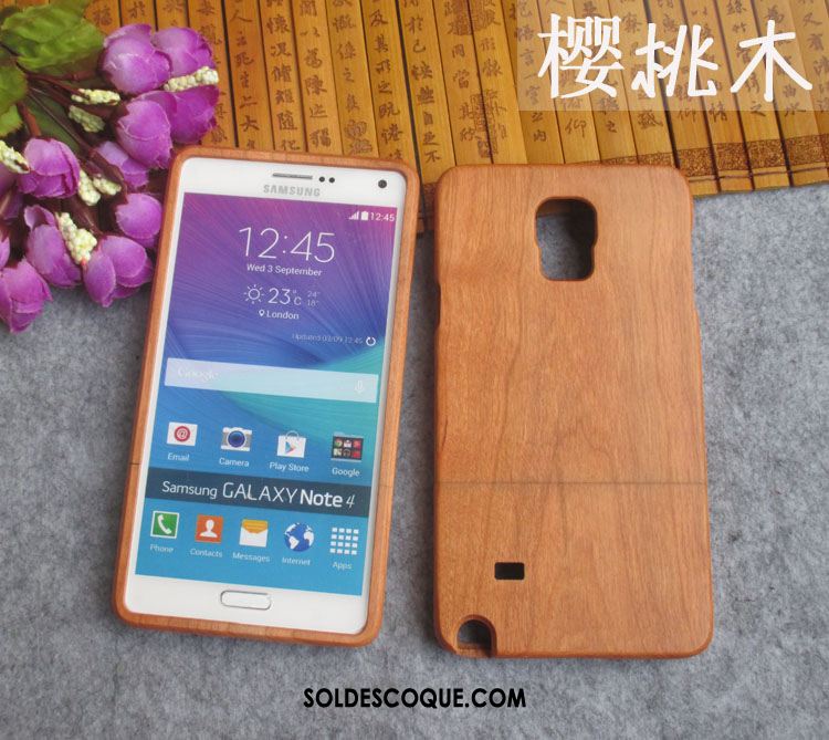 Coque Samsung Galaxy Note 4 Protection Nouveau Gaufrage Étui Bois Massif Pas Cher