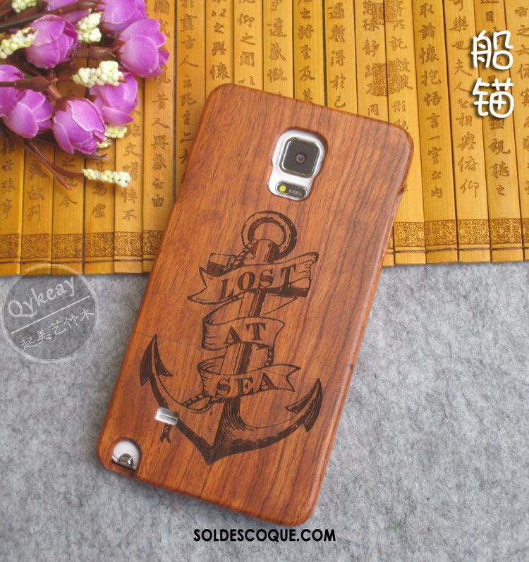 Coque Samsung Galaxy Note 4 Protection Nouveau Gaufrage Étui Bois Massif Pas Cher