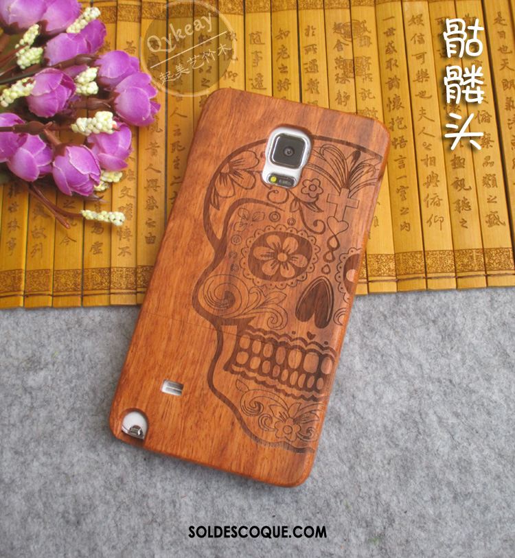 Coque Samsung Galaxy Note 4 Protection Nouveau Gaufrage Étui Bois Massif Pas Cher