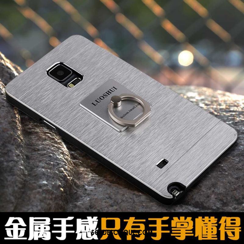 Coque Samsung Galaxy Note 4 Support Protection Anneau Gris Incassable Pas Cher