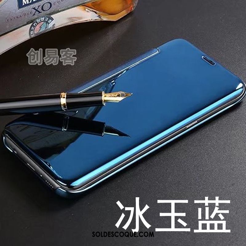 Coque Samsung Galaxy Note 4 Étui En Cuir Miroir Protection Étoile Bleu En Vente