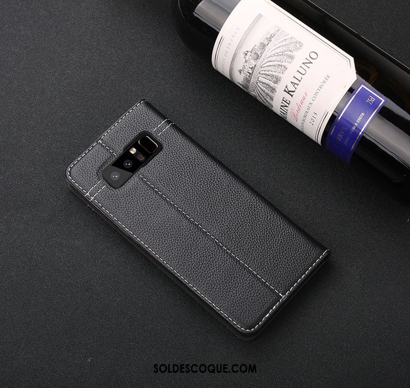 Coque Samsung Galaxy Note 8 Cuir Véritable Téléphone Portable Étoile Étui En Cuir Vin Rouge Pas Cher