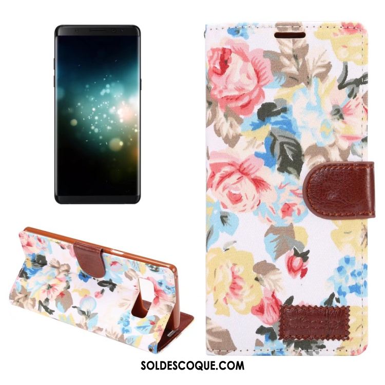 Coque Samsung Galaxy Note 8 Fleur Étoile Tissu Étui Étui En Cuir Pas Cher