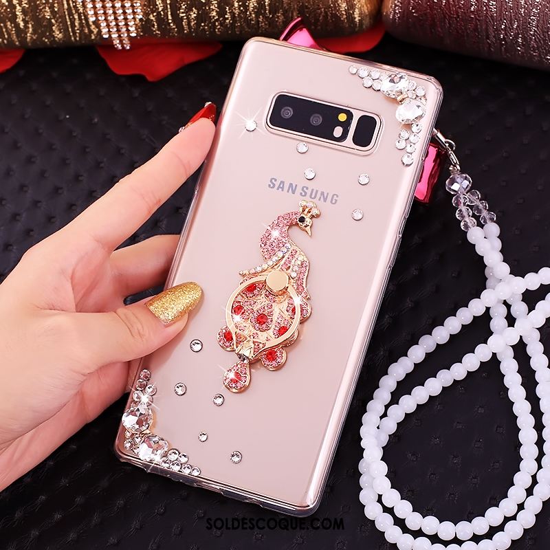 Coque Samsung Galaxy Note 8 Téléphone Portable Rose Étoile Strass Pas Cher