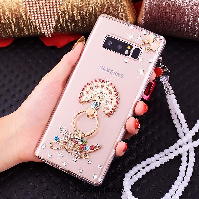 Coque Samsung Galaxy Note 8 Téléphone Portable Rose Étoile Strass Pas Cher