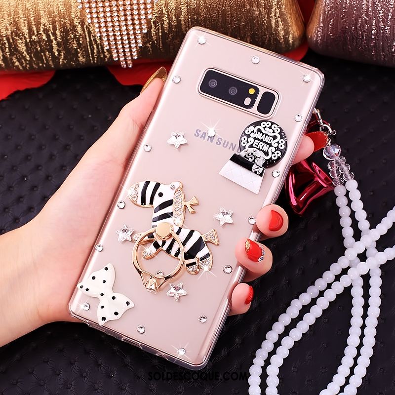 Coque Samsung Galaxy Note 8 Téléphone Portable Rose Étoile Strass Pas Cher