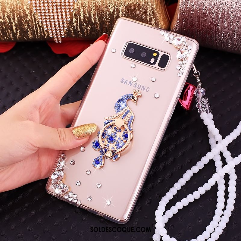 Coque Samsung Galaxy Note 8 Téléphone Portable Rose Étoile Strass Pas Cher