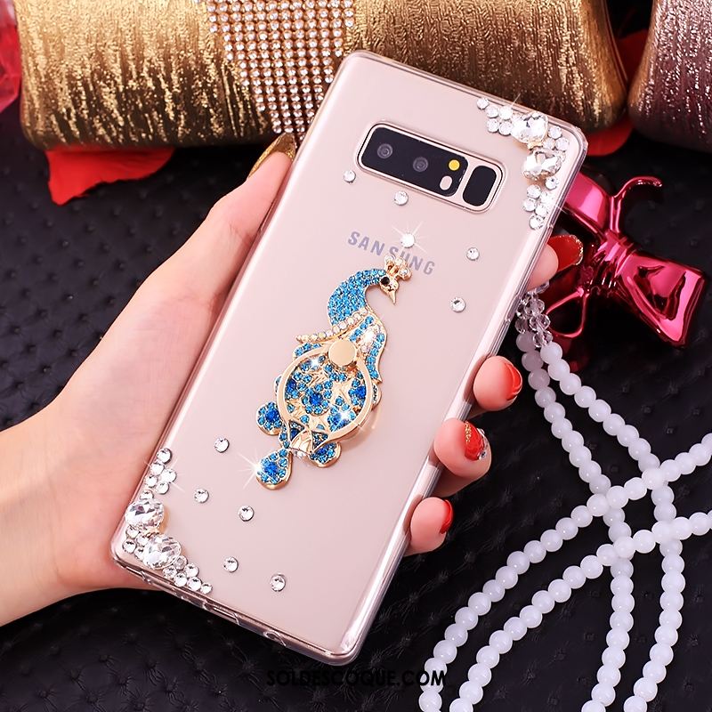 Coque Samsung Galaxy Note 8 Téléphone Portable Rose Étoile Strass Pas Cher