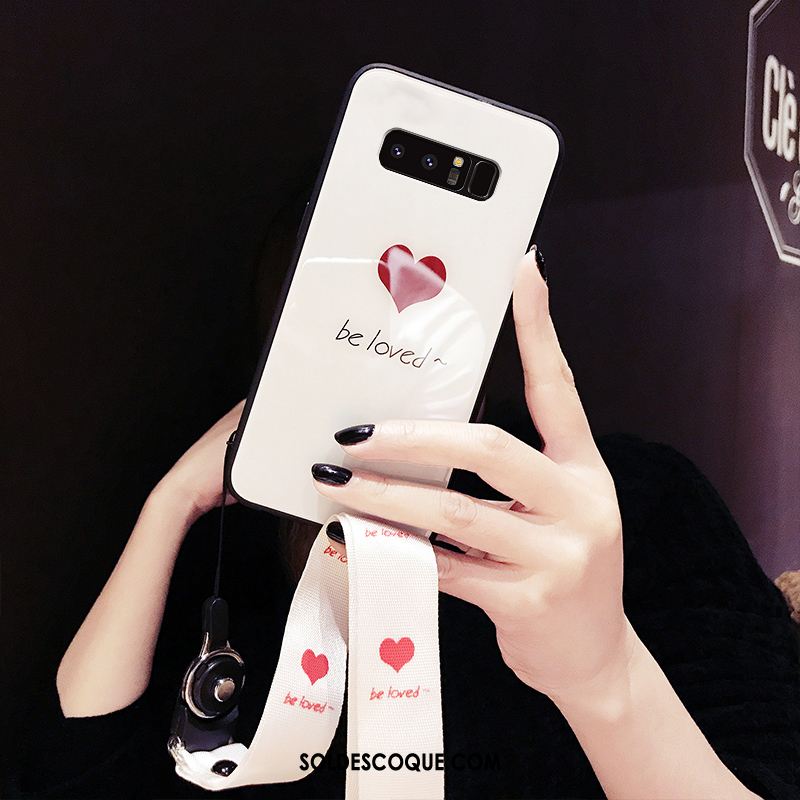 Coque Samsung Galaxy Note 8 Verre Blanc Téléphone Portable Étoile Marque De Tendance Pas Cher