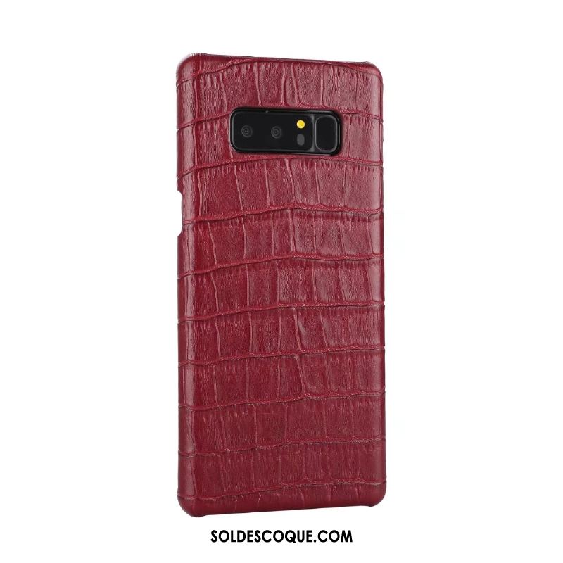 Coque Samsung Galaxy Note 8 Étui En Cuir Protection Vin Rouge Cuir Véritable Téléphone Portable Pas Cher