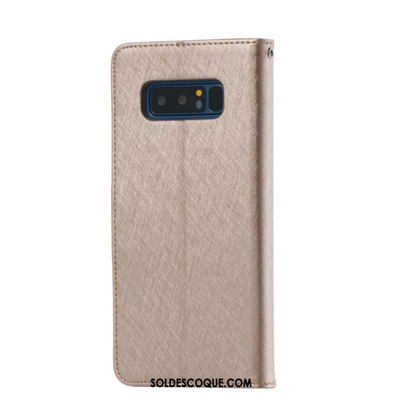 Coque Samsung Galaxy Note 8 Étui En Cuir Étoile Portefeuille Violet Protection Pas Cher