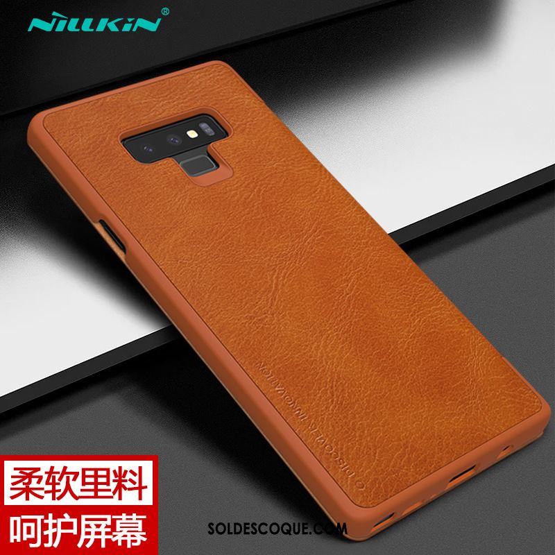 Coque Samsung Galaxy Note 9 Étoile Cuir Véritable Business Or Téléphone Portable Pas Cher