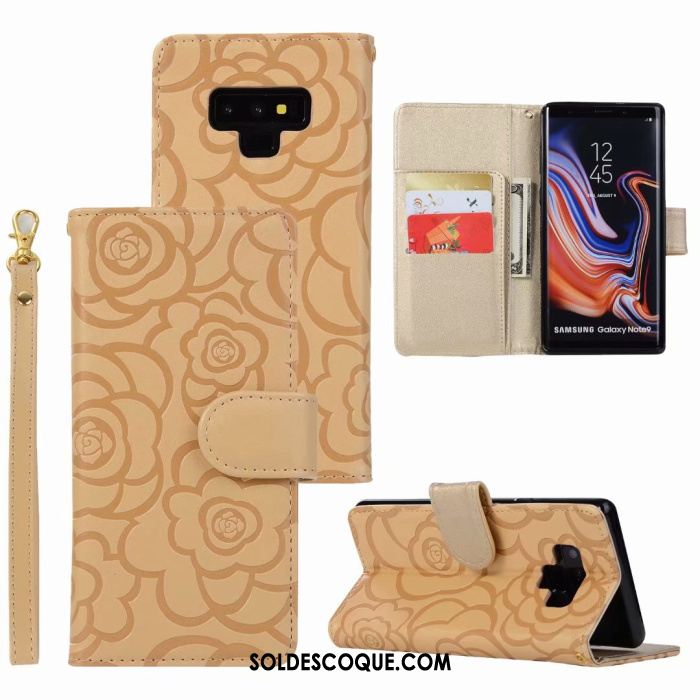 Coque Samsung Galaxy Note 9 Étui En Cuir Incassable Protection Étoile Rose Pas Cher