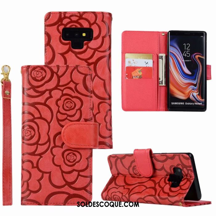 Coque Samsung Galaxy Note 9 Étui En Cuir Incassable Protection Étoile Rose Pas Cher