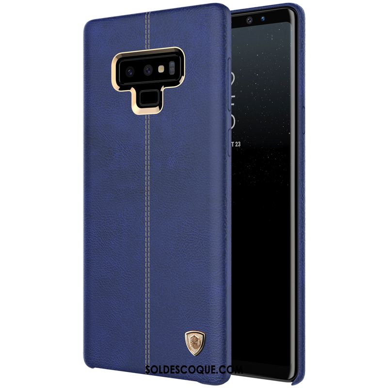 Coque Samsung Galaxy Note 9 Étui Or Protection Cuir Bleu Pas Cher