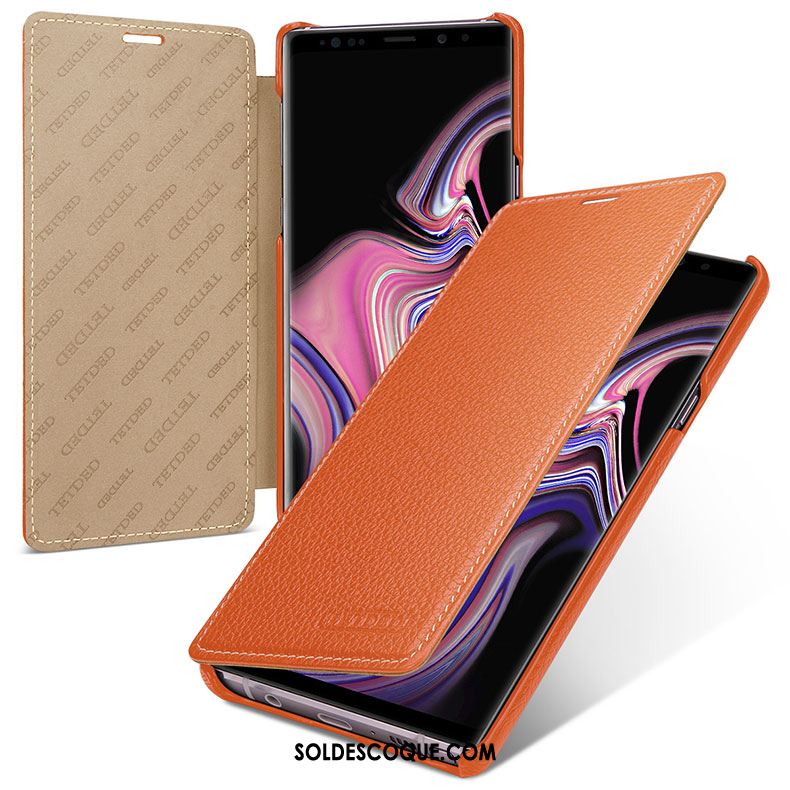 Coque Samsung Galaxy Note 9 Étui Protection Étui En Cuir Téléphone Portable Jaune Housse Pas Cher