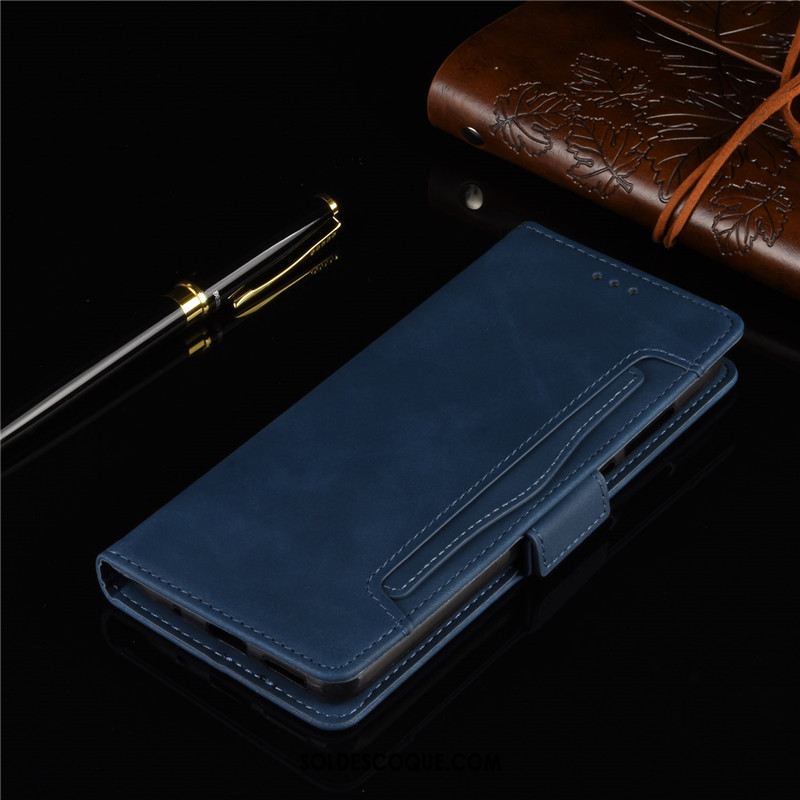 Coque Samsung Galaxy Note20 Bleu Étui Protection Carte Étui En Cuir Soldes