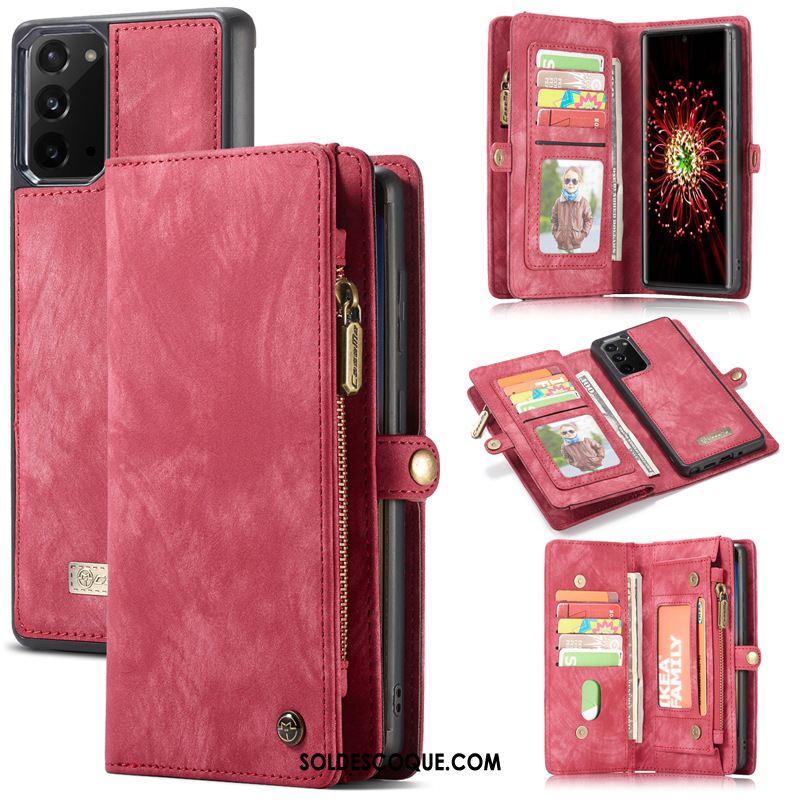 Coque Samsung Galaxy Note20 Vin Rouge Étui En Cuir Sac Étoile Téléphone Portable Pas Cher