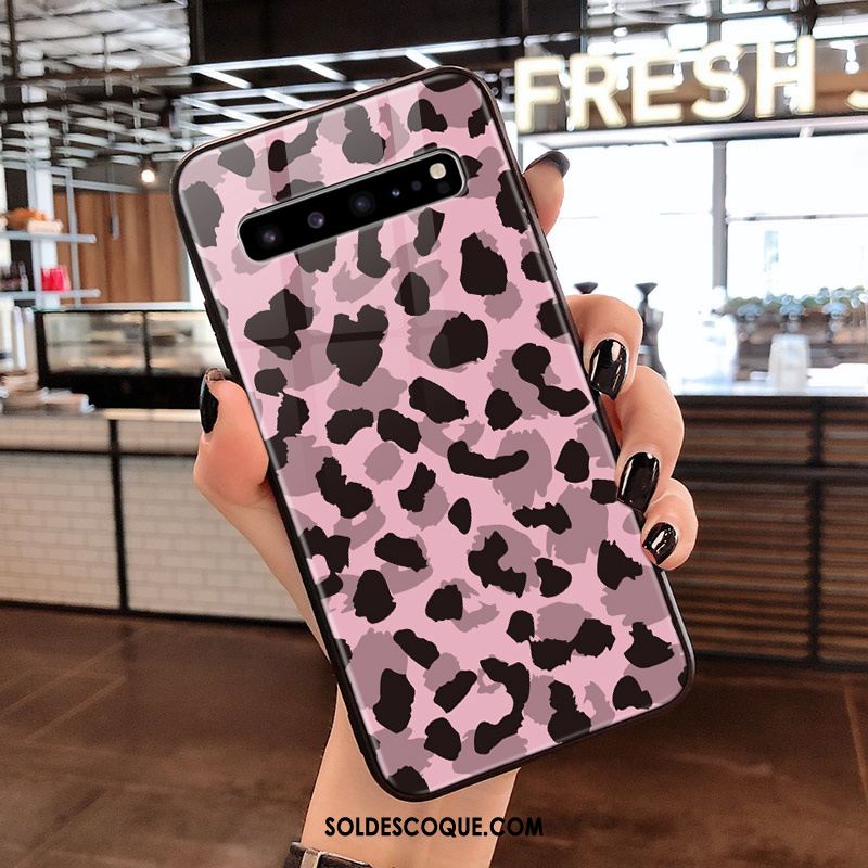 Coque Samsung Galaxy S10 5g Léopard Verre Rose Téléphone Portable Étui Pas Cher