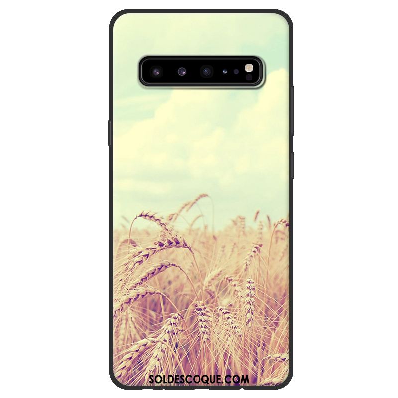 Coque Samsung Galaxy S10 5g Rose Fluide Doux Délavé En Daim Noir Téléphone Portable En Ligne