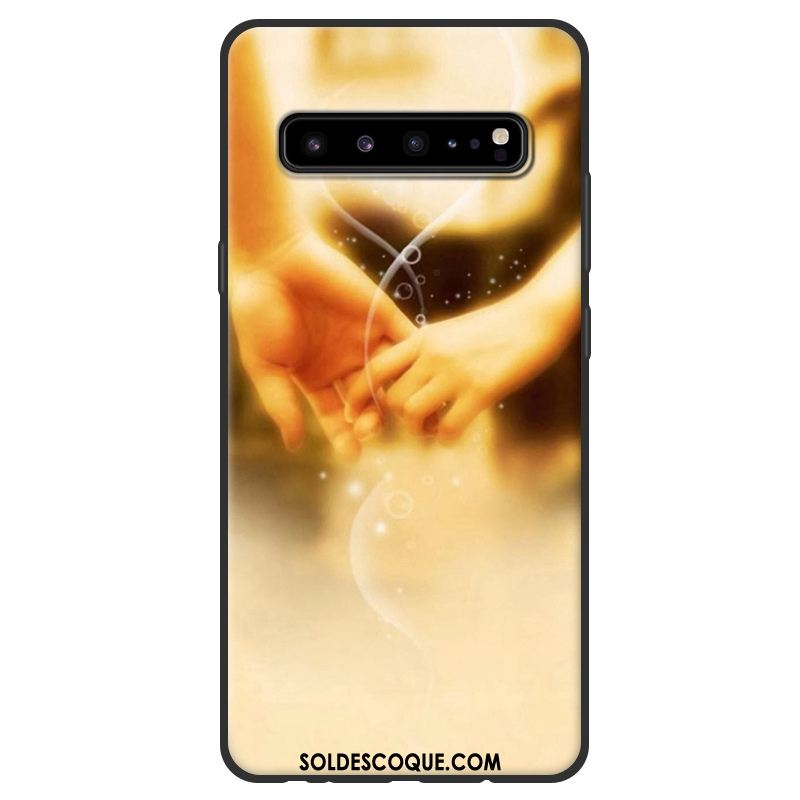 Coque Samsung Galaxy S10 5g Rose Fluide Doux Délavé En Daim Noir Téléphone Portable En Ligne