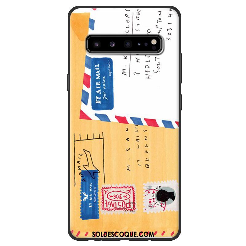 Coque Samsung Galaxy S10 5g Rose Fluide Doux Délavé En Daim Noir Téléphone Portable En Ligne