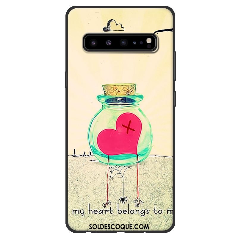 Coque Samsung Galaxy S10 5g Rose Fluide Doux Délavé En Daim Noir Téléphone Portable En Ligne