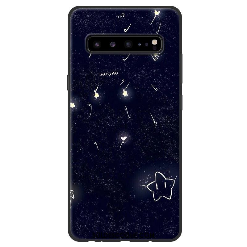 Coque Samsung Galaxy S10 5g Rose Fluide Doux Délavé En Daim Noir Téléphone Portable En Ligne