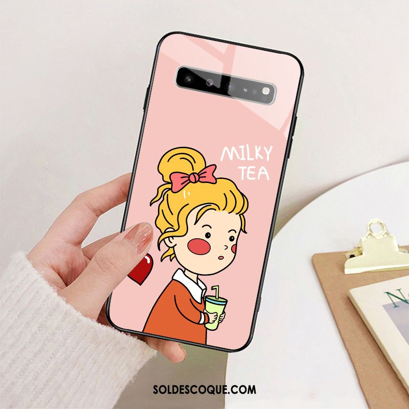 Coque Samsung Galaxy S10 5g Verre Étui Étoile Rose Fluide Doux Soldes