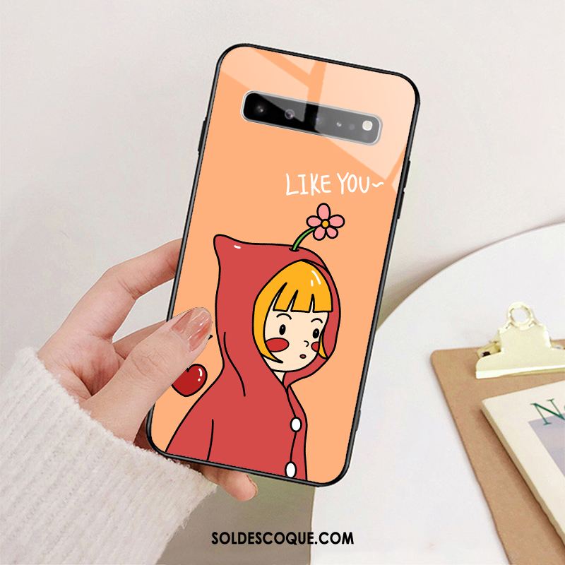 Coque Samsung Galaxy S10 5g Verre Étui Étoile Rose Fluide Doux Soldes