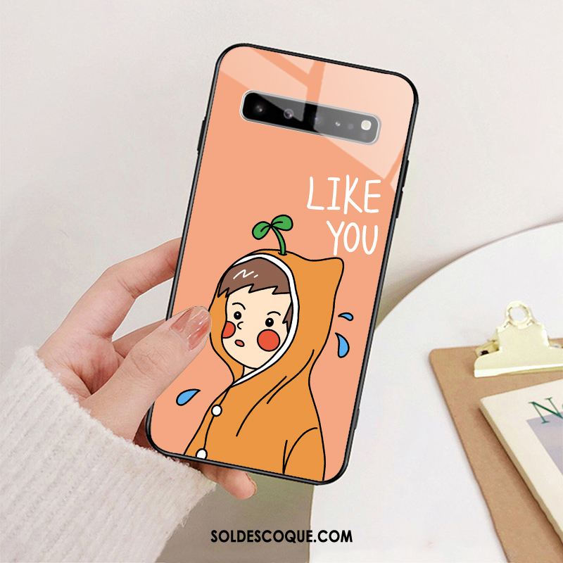 Coque Samsung Galaxy S10 5g Verre Étui Étoile Rose Fluide Doux Soldes