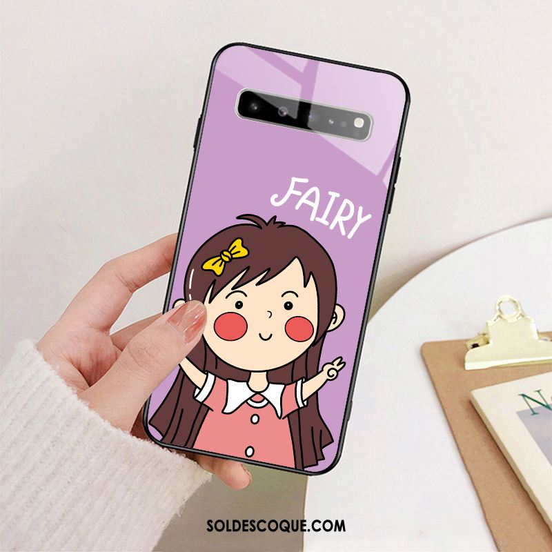 Coque Samsung Galaxy S10 5g Verre Étui Étoile Rose Fluide Doux Soldes