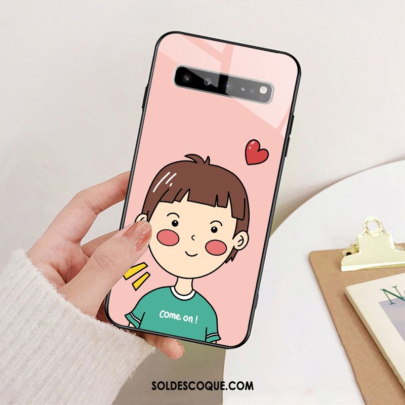 Coque Samsung Galaxy S10 5g Verre Étui Étoile Rose Fluide Doux Soldes