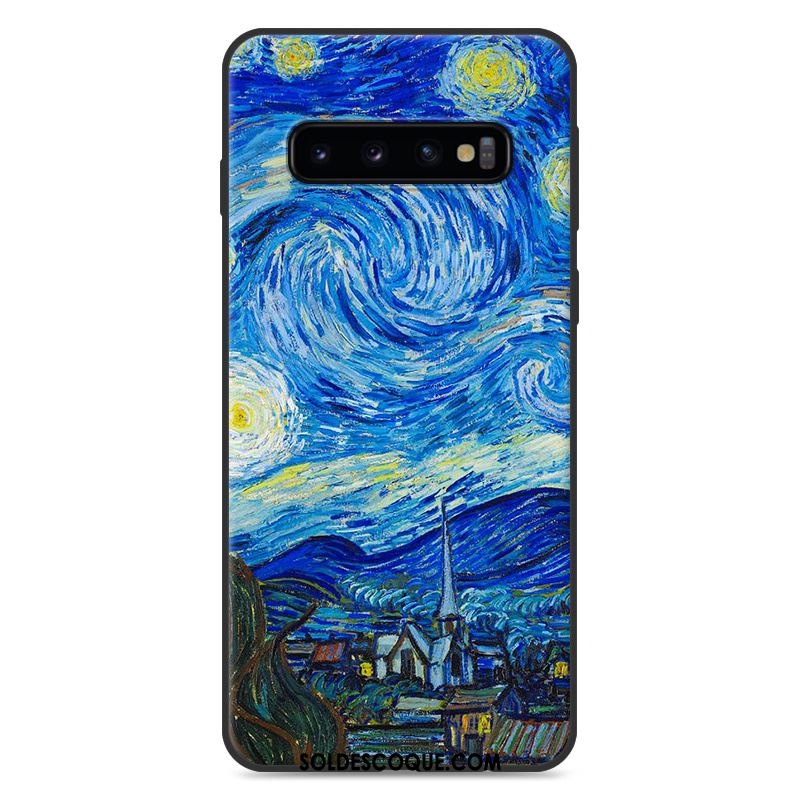 Coque Samsung Galaxy S10+ Bleu Paysage Étui Peinture Silicone Housse En Vente