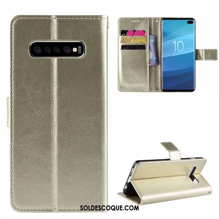 Coque Samsung Galaxy S10+ Carte Protection Incassable Noir Étui En Cuir Soldes