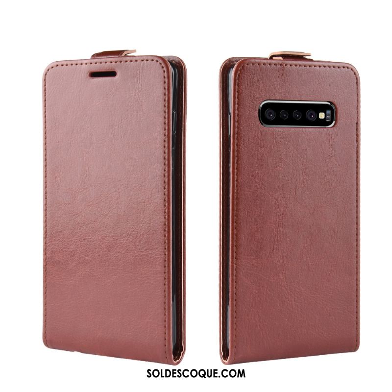 Coque Samsung Galaxy S10+ Carte Étui En Cuir Téléphone Portable Blanc Étoile Pas Cher