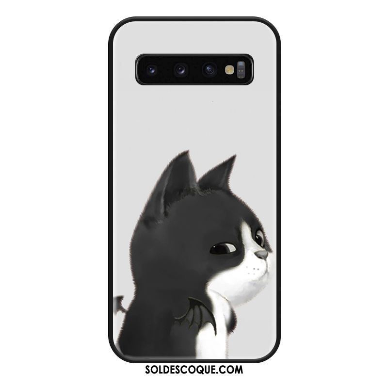 Coque Samsung Galaxy S10+ Créatif Protection Chat Gris Amoureux Housse Soldes