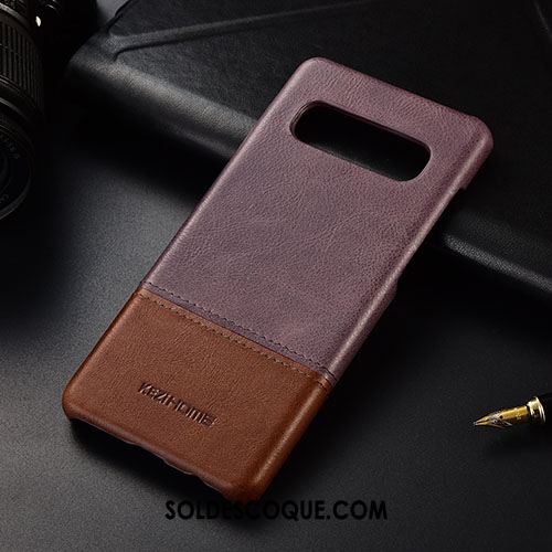 Coque Samsung Galaxy S10+ Cuir Véritable Téléphone Portable Étoile Très Mince Business Soldes