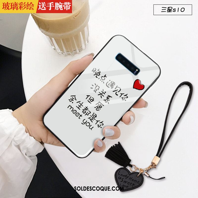 Coque Samsung Galaxy S10 Difficile Étoile Verre Marque De Tendance Petit Pas Cher