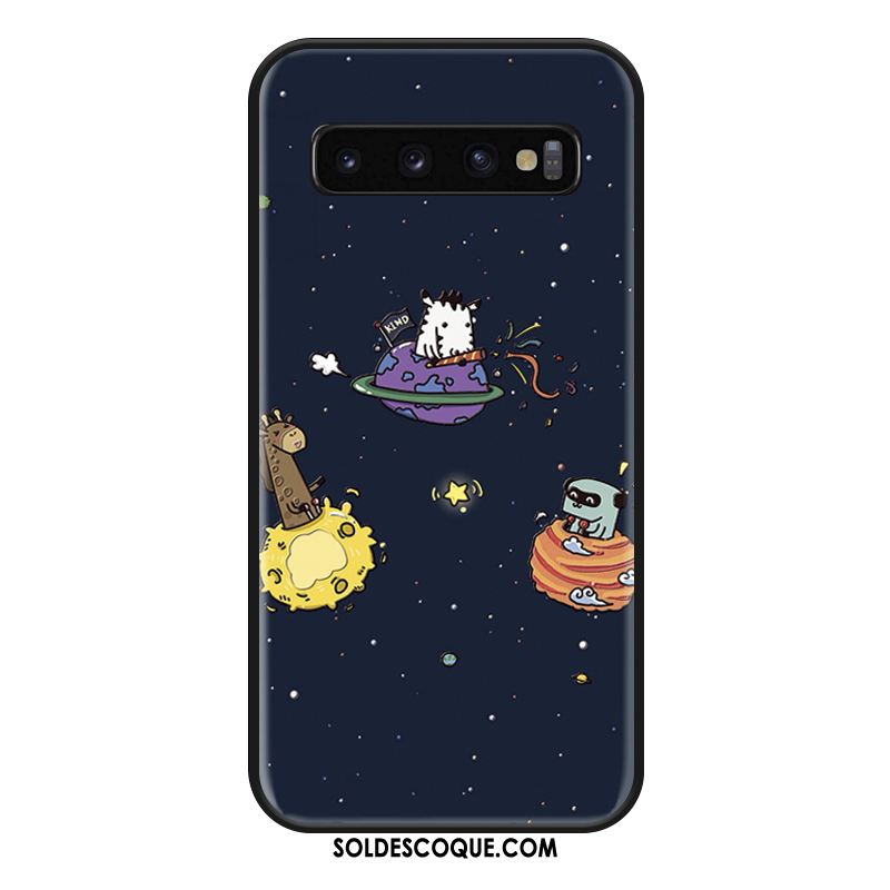 Coque Samsung Galaxy S10+ Fluide Doux Créatif Bleu Dessin Animé Étui Pas Cher