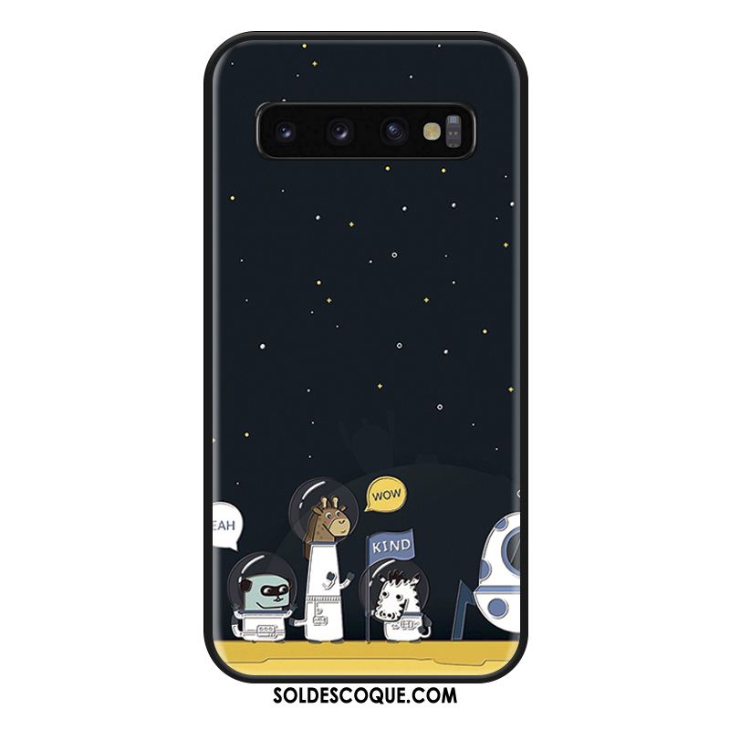 Coque Samsung Galaxy S10+ Fluide Doux Créatif Bleu Dessin Animé Étui Pas Cher