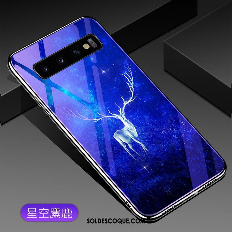 Coque Samsung Galaxy S10+ Fluide Doux Incassable Étoile Bleu Verre Pas Cher