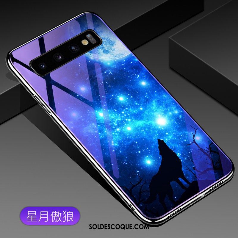 Coque Samsung Galaxy S10+ Fluide Doux Incassable Étoile Bleu Verre Pas Cher