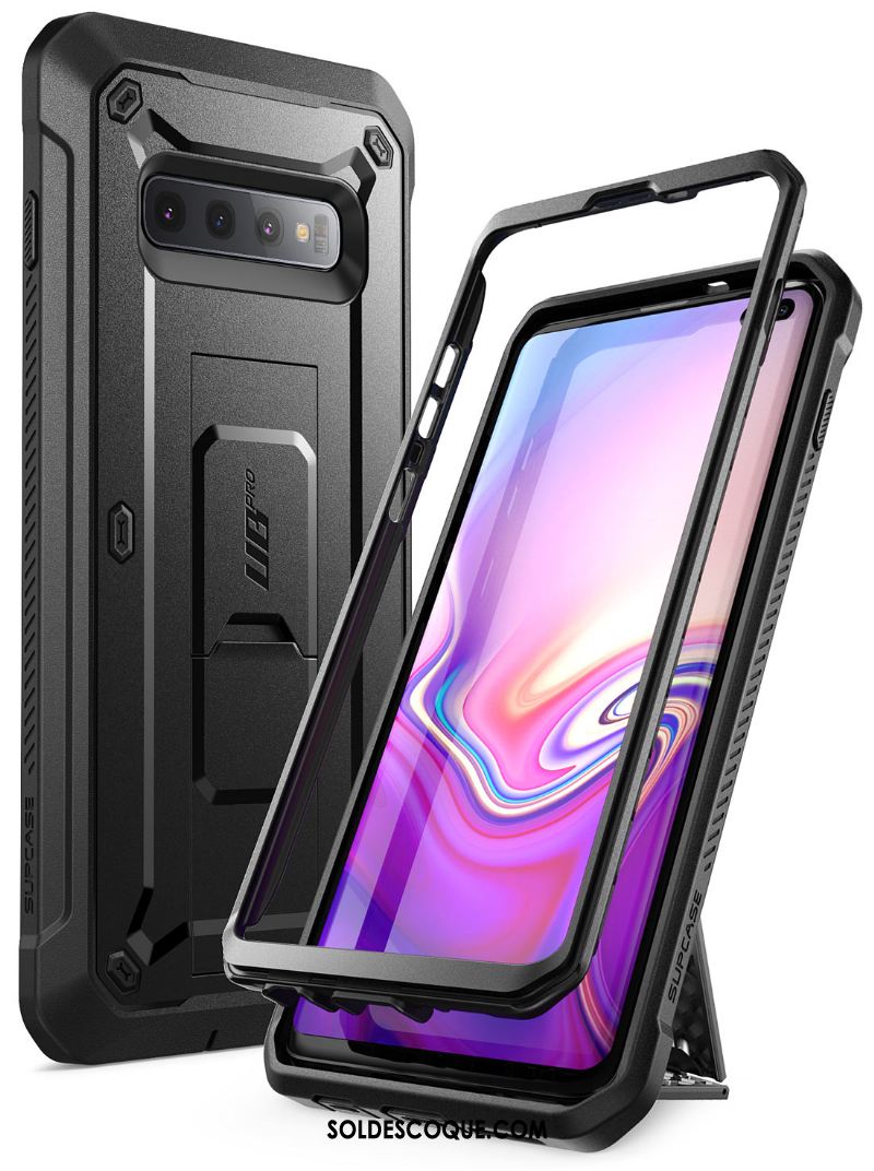 Coque Samsung Galaxy S10+ Incassable Étoile Support Étui Noir Pas Cher