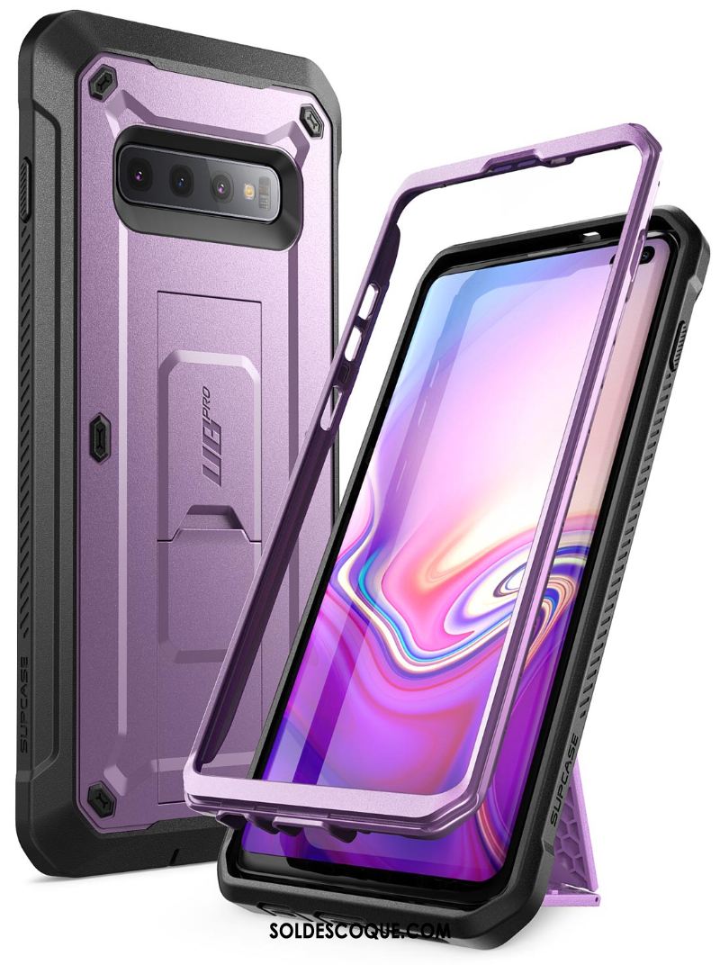 Coque Samsung Galaxy S10+ Incassable Étoile Support Étui Noir Pas Cher